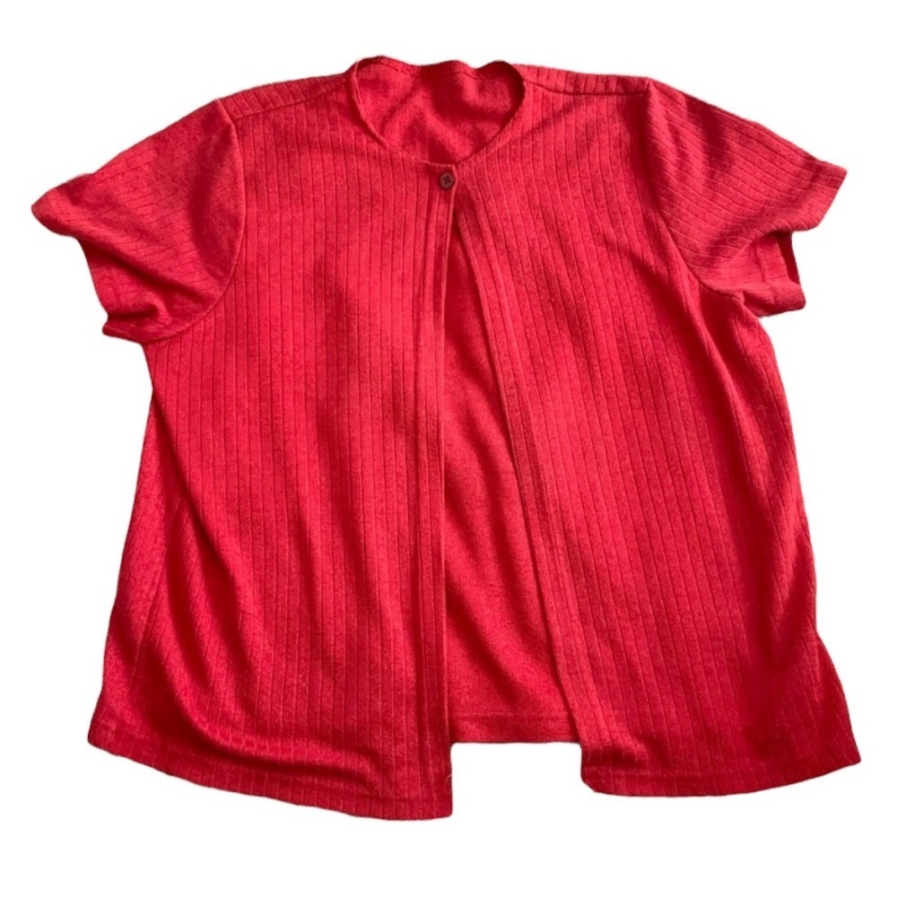 Short Sleeve Two Layer No Label One Size Red Top Vintage